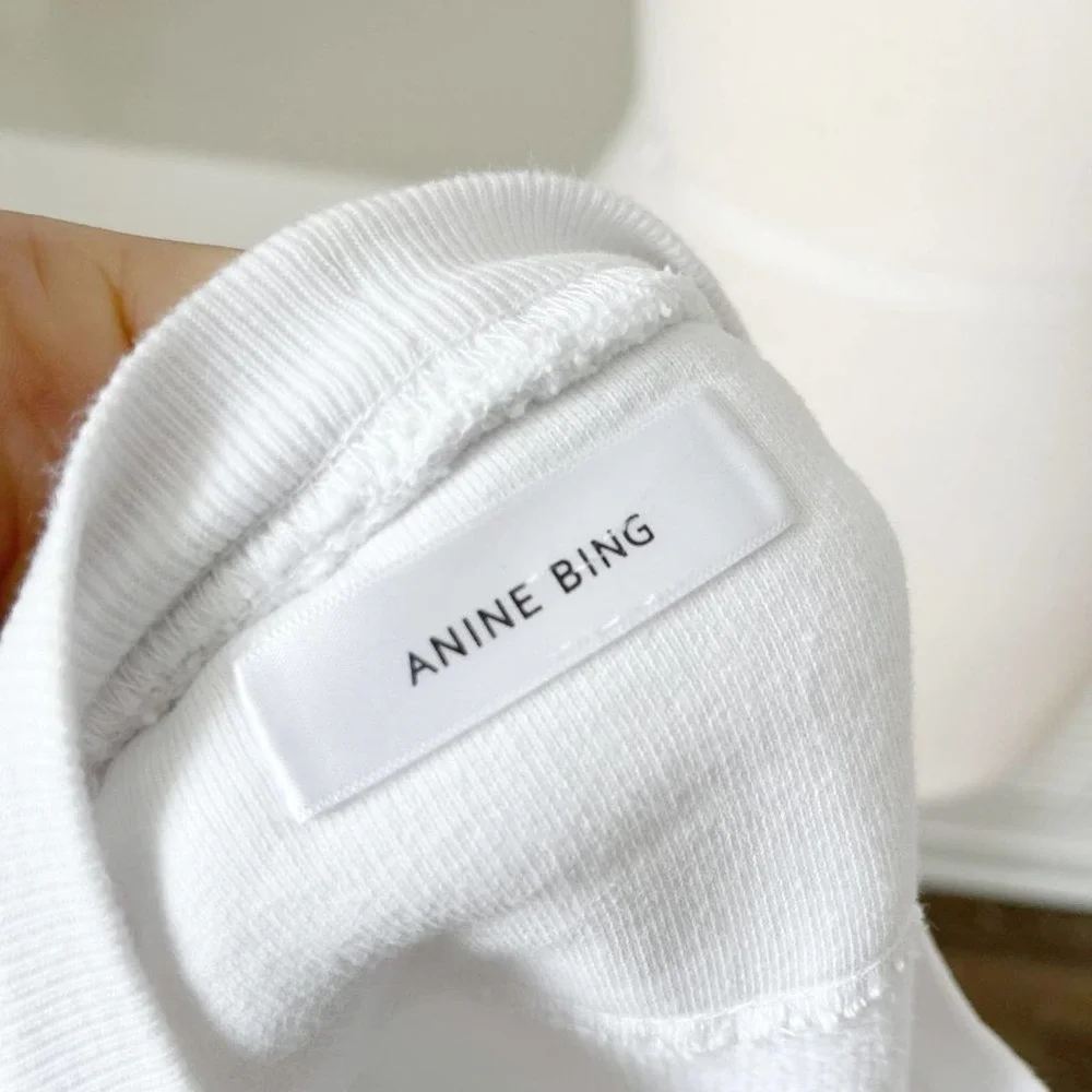 Anine Bing White Ramona Empowerment Crewneck Pullover Sweatshirt Size XS/S - Picture 7 of 11